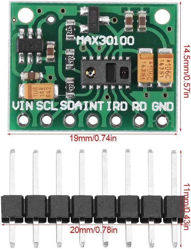ماژول سنسور برد توسعه پالس اکسیمتر ضربان قلب MAX30100 برای دستگاه های پوشیدنی کمک کننده سلامت و تناسب اندام و دستگاه های نظارت پزشکی