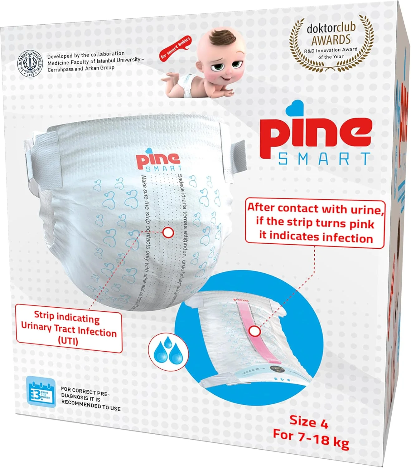 تشخیص دهنده عفونت ادراری برای نوزادان | پوشک هوشمند پاین اسمارت | تشخیص زودهنگام نشانگر نیترات | پوشک تست | پوشک یکبار مصرف با نوار تغییر رنگ (سایز 4) تشخیص دهنده عفونت ادراری برای نوزادان | پوشک هوشمند پاین اسمارت | تشخیص زودهنگام نشانگر نیترات | پوشک تست | پوشک یکبار مصرف با نوار تغییر رنگ (سایز 4)