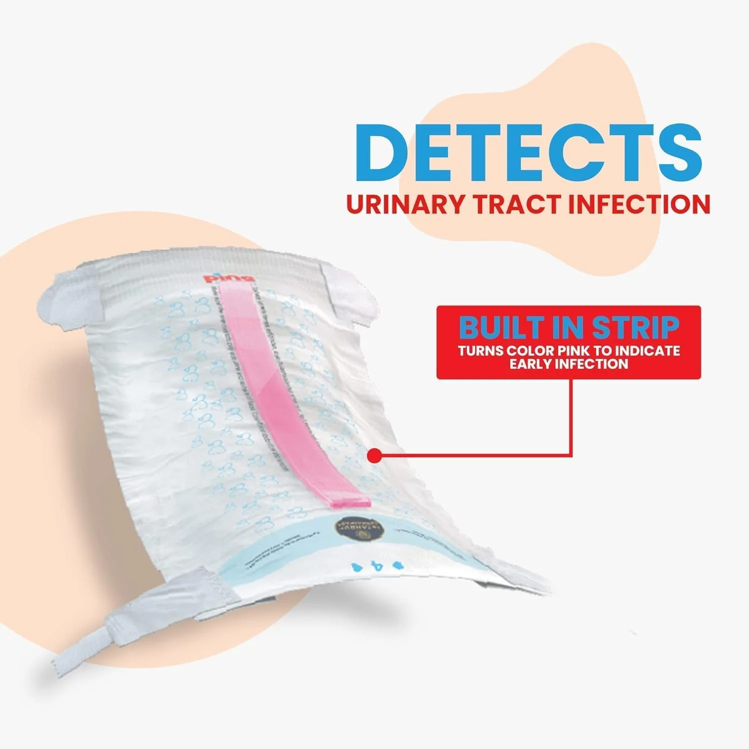 تشخیص دهنده عفونت ادراری برای نوزادان | پوشک هوشمند پاین اسمارت | تشخیص زودهنگام نشانگر نیترات | پوشک تست | پوشک یکبار مصرف با نوار تغییر رنگ (سایز 4)