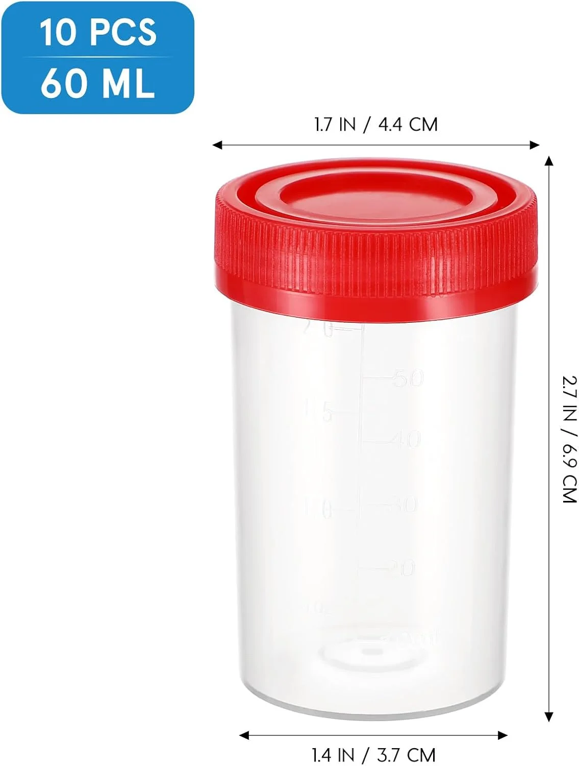 iplusmile ده عدد فنجان نمونه ادرار با درب 60 میلی لیتر، لوله نمونه ادرار، فنجان تست تخمک گذاری، لوله نمونه برای آزمایش بارداری، رنگ تصادفی، 6.9 x 3.7 سانتی متر