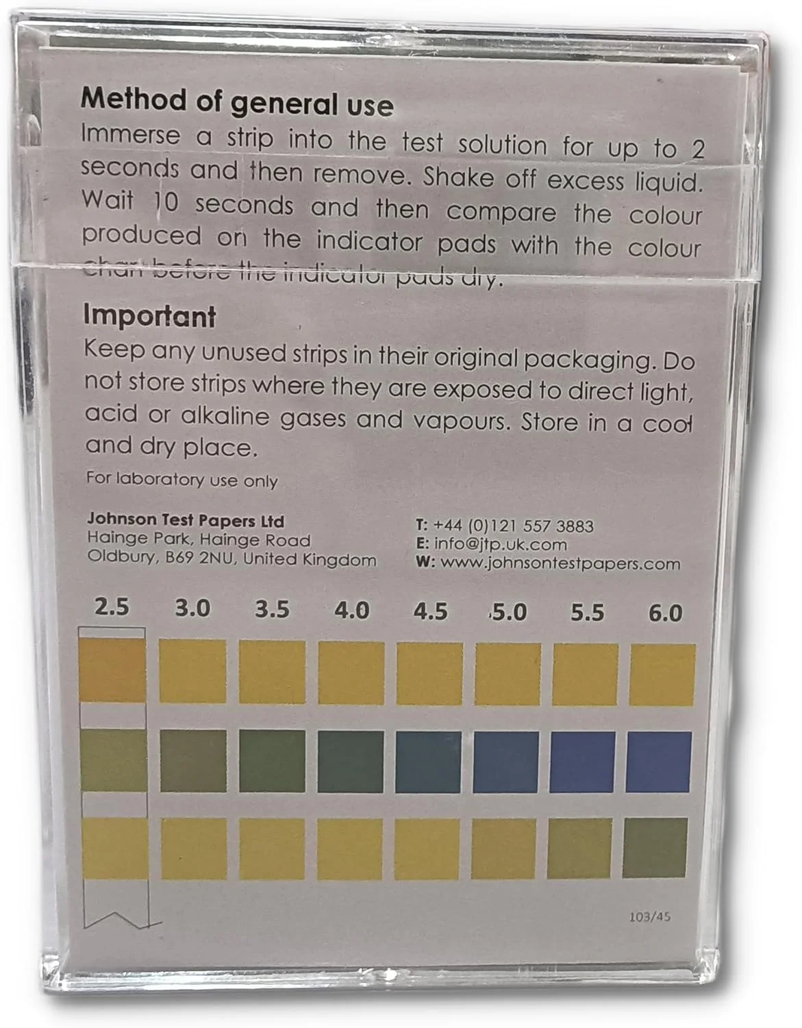 نوار تست شاخص pH جانسون، غیر قابل نفوذ، 103.3 درجه سانتیگراد، J-pHix، 0 تا 6.0 pH، 100 نوار در بسته نوار تست شاخص pH جانسون، غیر قابل نفوذ، 103.3 درجه سانتیگراد، J-pHix، 0 تا 6.0 pH، 100 نوار در بسته