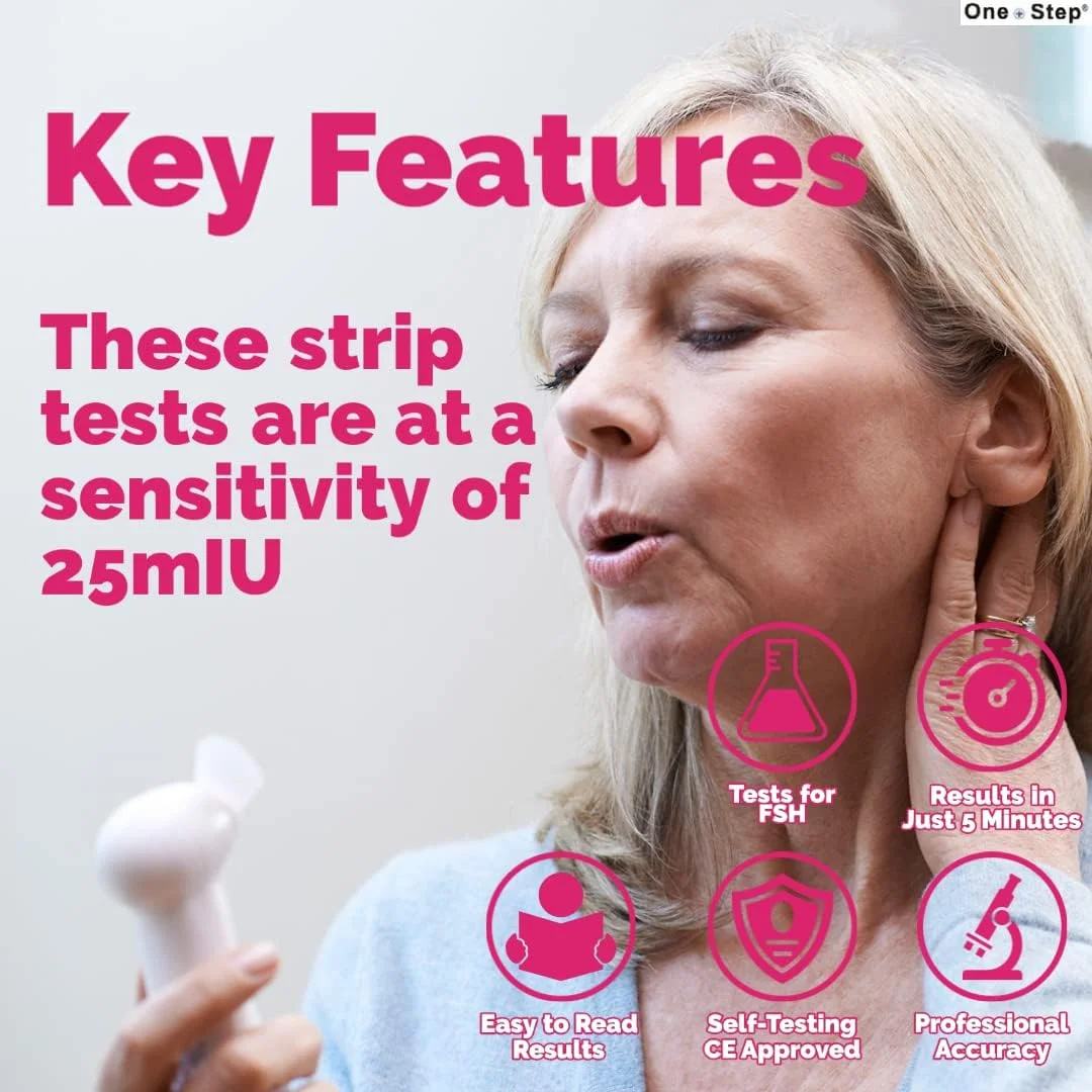 نوار تست باروری بانوان، بسته 5 عددی، دوران پیش از یائسگی، کیت تست یائسگی، تست FSH ادرار خانگی نوار تست باروری بانوان، بسته 5 عددی، دوران پیش از یائسگی، کیت تست یائسگی، تست FSH ادرار خانگی