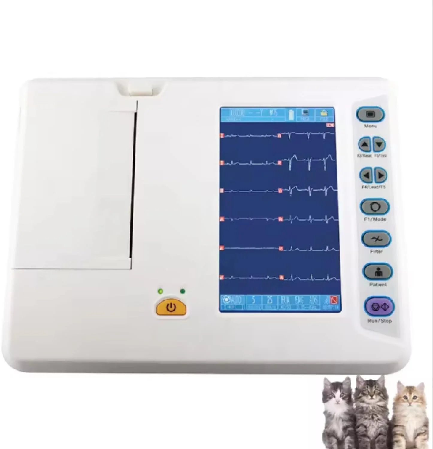 مانیتور علائم حیاتی دامپزشکی ADORZ، صفحه نمایش 7 اینچی، دستگاه نوار قلب دیجیتال 6 کاناله با گزارش تجزیه و تحلیل، نمایش شکل موج 7 لید، برای حیوانات خانگی گربه و سگ