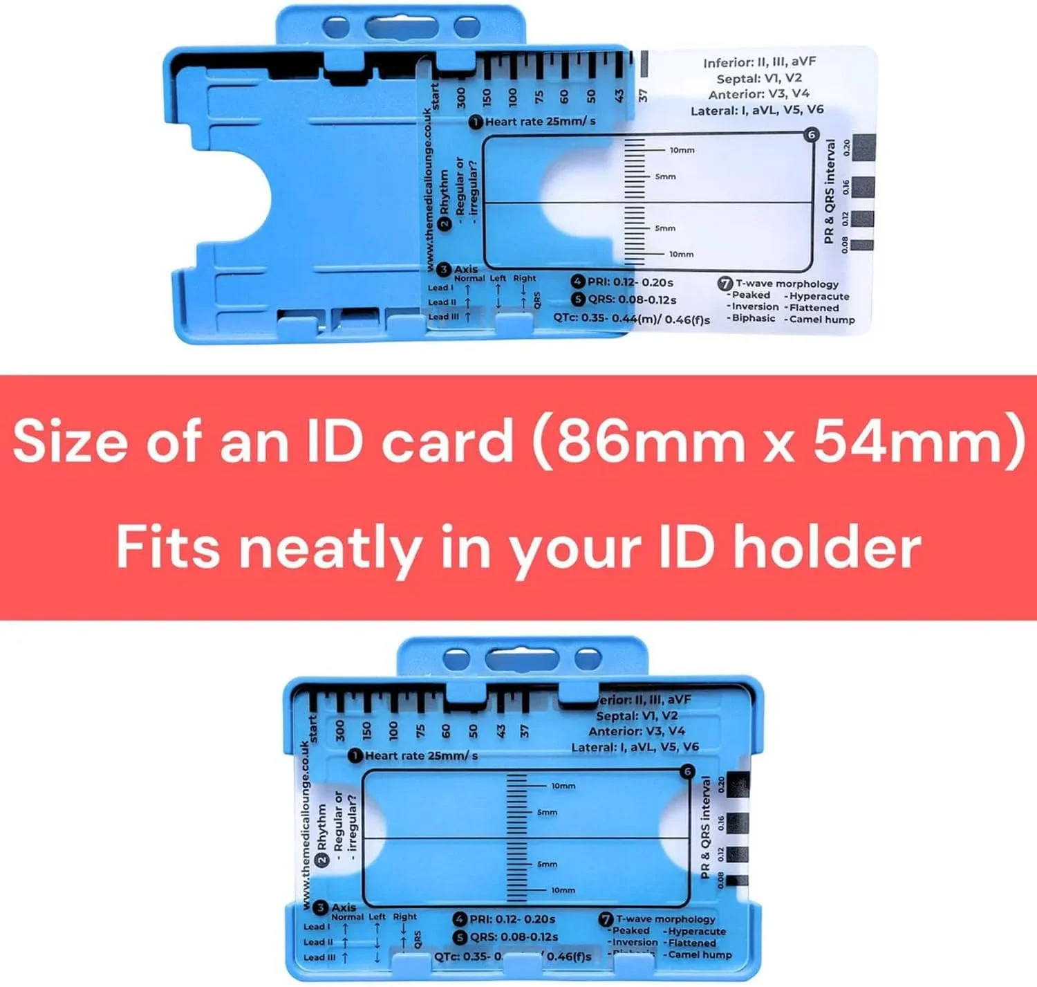 خط کش ۷ مرحله ای نوار قلب، کارت خط کش ۷ مرحله ای نوار قلب برای تفسیر نوار قلب، راهنمای مرجع نوار قلب جیبی قابل حمل با محافظ، ابزار ارزیابی نوار قلب (۱ عدد)