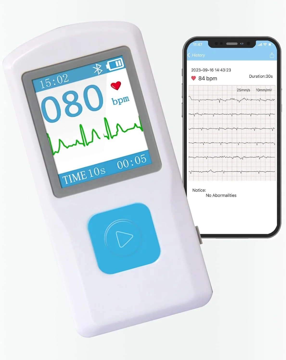 دستگاه مانیتورینگ نوار قلب، مانیتور ضربان قلب شخصی با صفحه نمایش LCD و حافظه، مانیتور نوار قلب قابل حمل سازگار با کامپیوتر و تلفن هوشمند، نتایج فوری در 30 ثانیه
