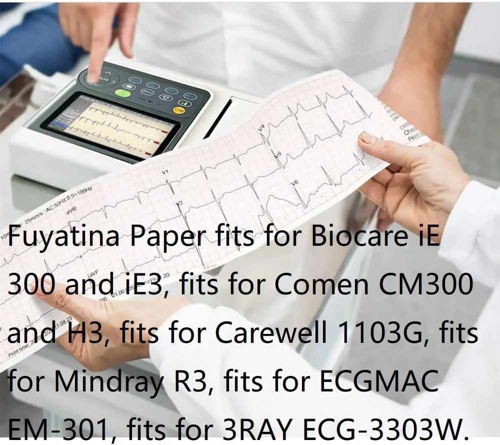 رول کاغذ نوار قلب دستگاه الکتروکاردیوگراف (۱۰ رول، ۸۰ میلی‌متر در ۲۰ متر)