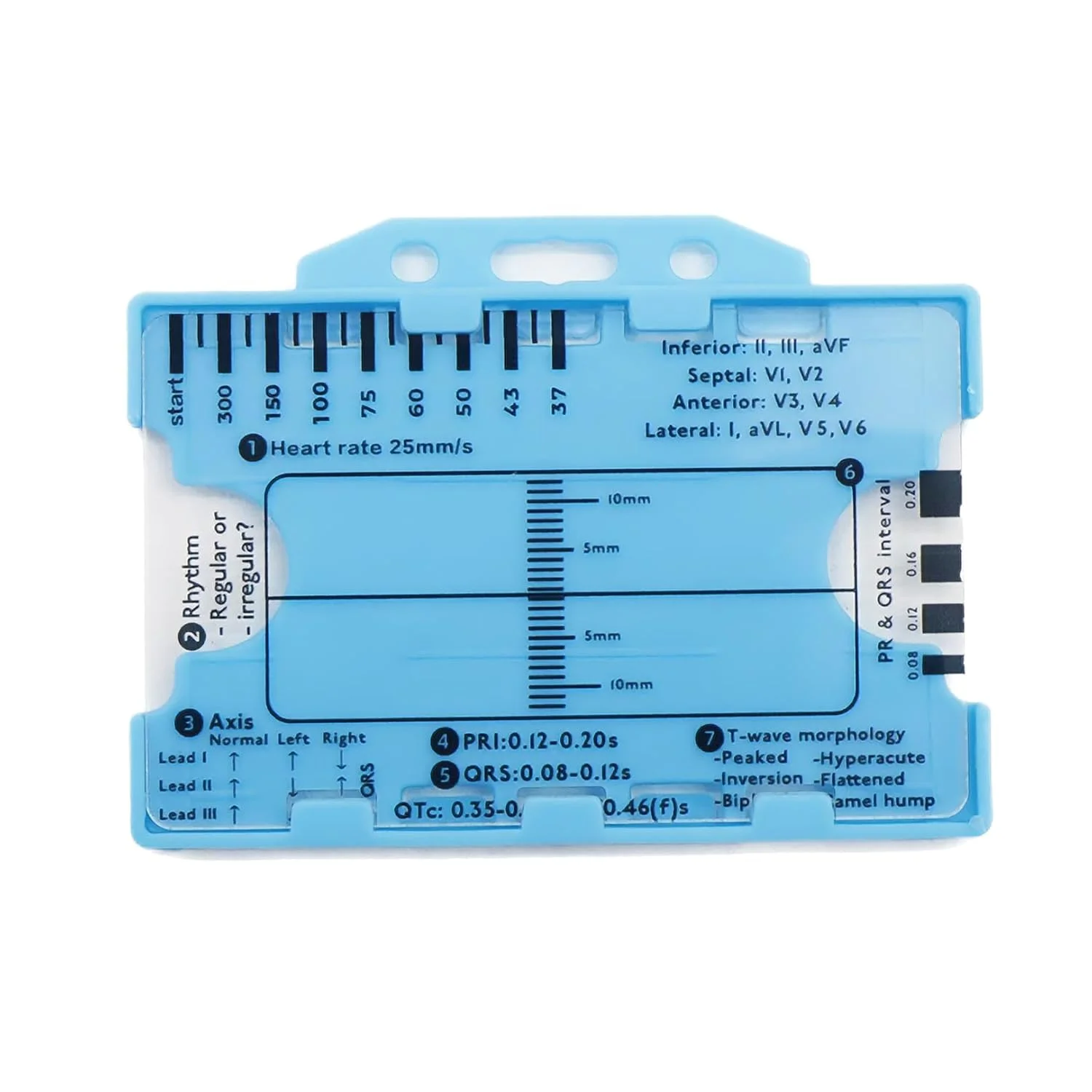 خط کش نوار قلب، خط کش ۷ مرحله ای نوار قلب برای تفسیر نوار قلب/الکتروکاردیوگرام، کارت جیبی خط کش نوار قلب، ابزار اندازه گیری خط کش پلاستیکی ۷ مرحله ای، مجموعه کارت خوان نوار قلب با راهنمای مرجع، کولیس های شفاف نوار قلب