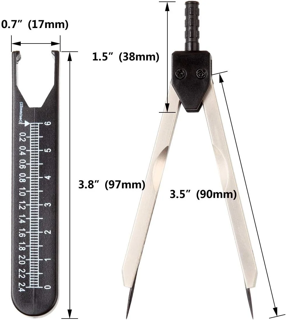 خط کش تقسیم نوار قلب HNBun، خط کش نوار قلب مشکی با خط کش برای پرستاری، ابزار اندازه گیری بادوام برای تقسیم بندی نوار قلب