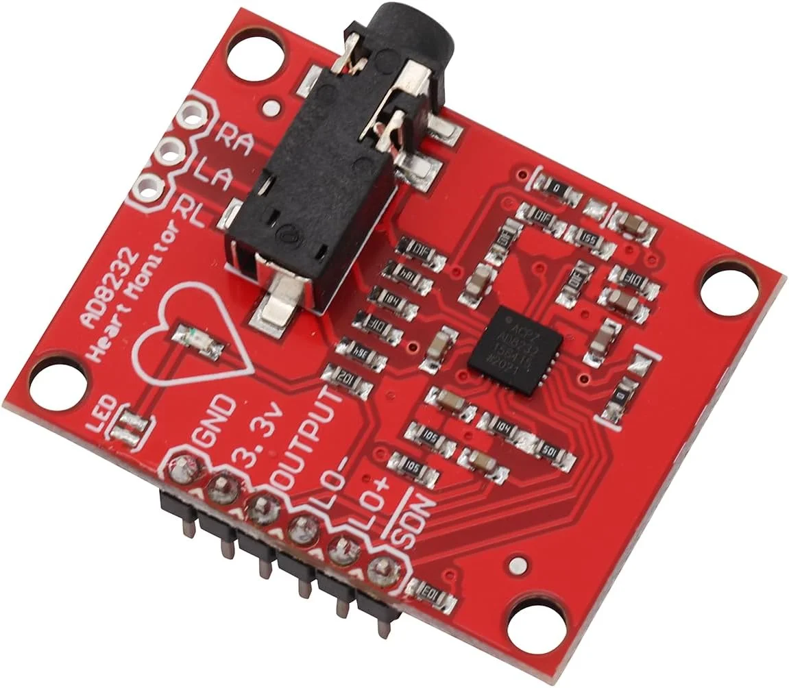 ماژول نوار قلب AD8232، کیت ماژول مانیتور ضربان قلب و نبض با سنسور مانیتورینگ نوار قلب به همراه کابل