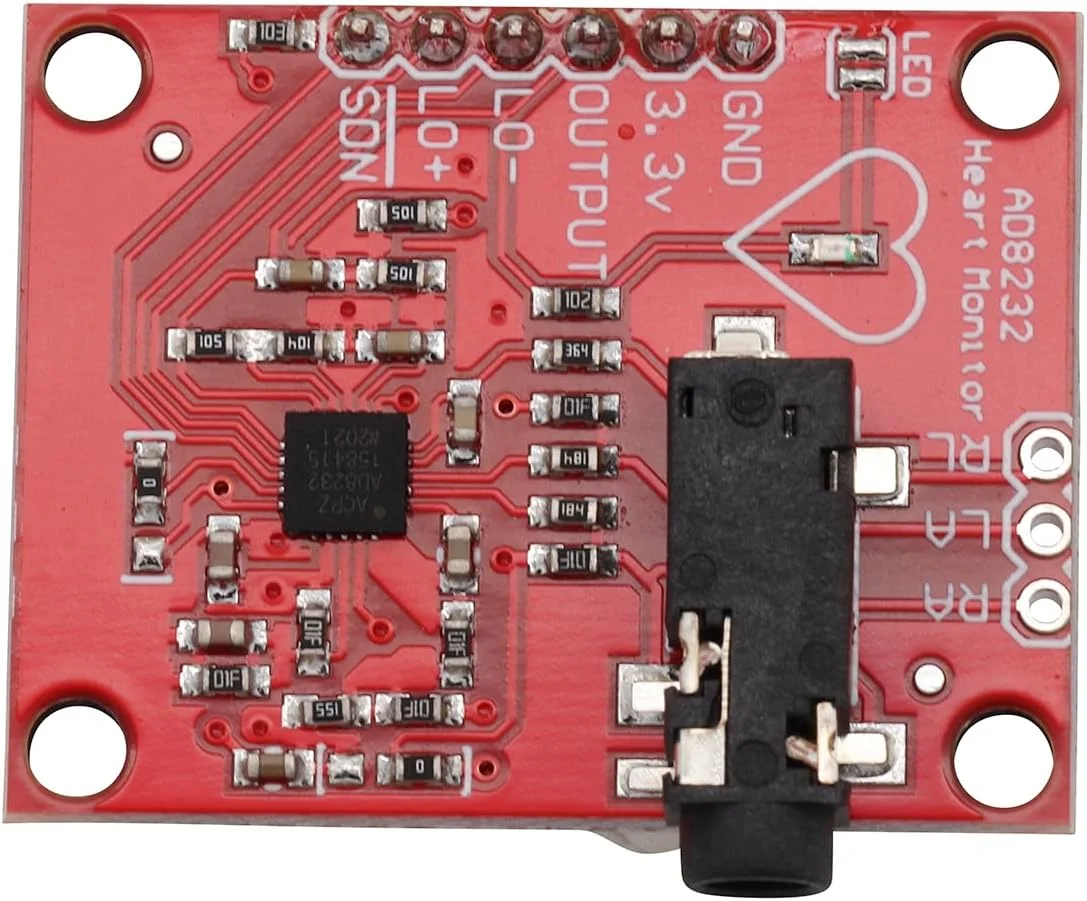 ماژول نوار قلب AD8232، کیت ماژول مانیتور ضربان قلب و نبض با سنسور مانیتورینگ نوار قلب به همراه کابل