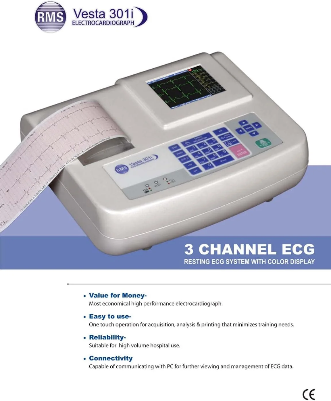 دستگاه نوار قلب سه کاناله TenTabs RMS VESTA 301I