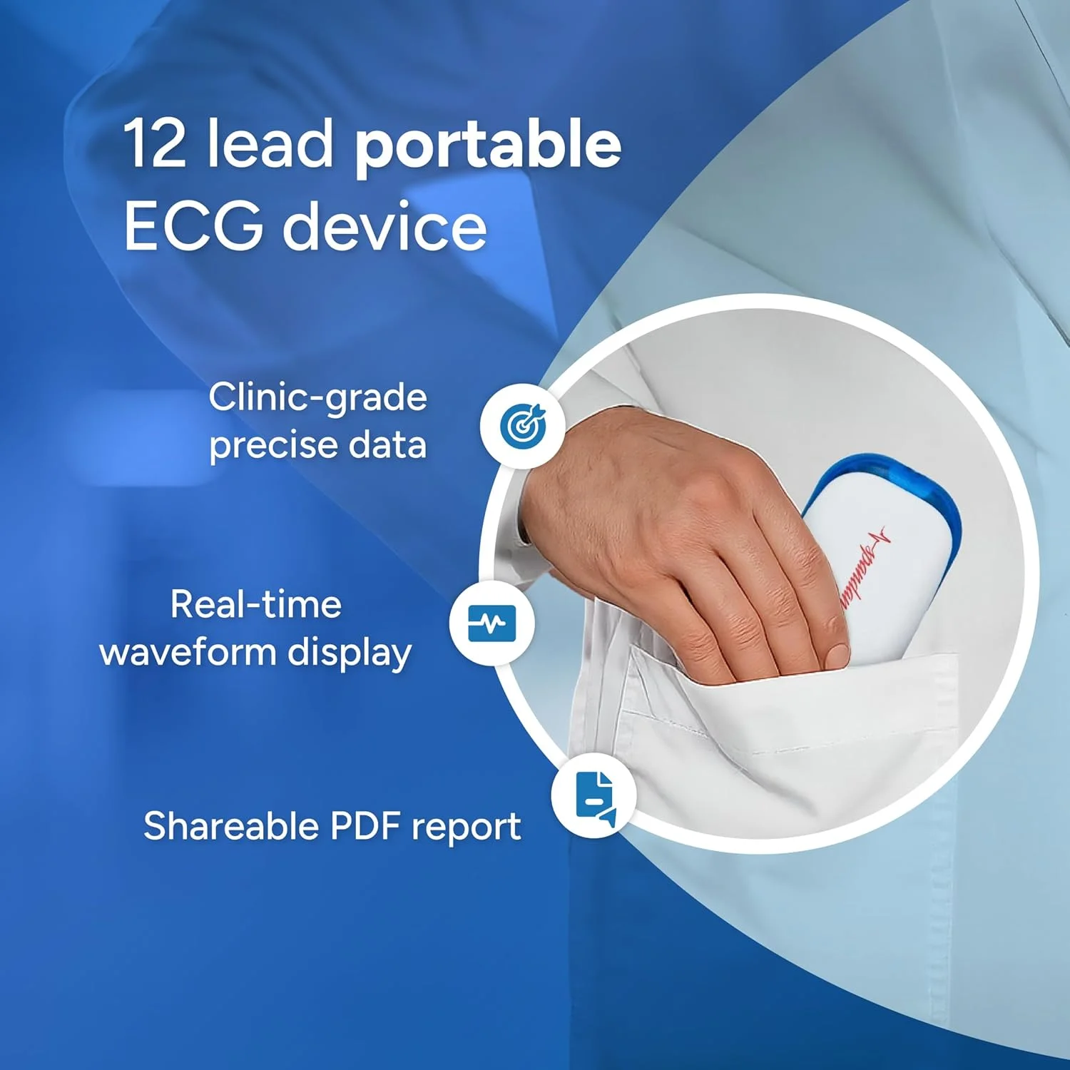 دستگاه نوار قلب 12 کاناله Sunfox Spandan Pro | نوار قلب چند کاناله با 10 سیم | طراحی ویژه برای پزشکان | دستگاه نوار قلب قابل حمل برای کلینیک | سیستم نوار قلب Goldberger | 99.7%