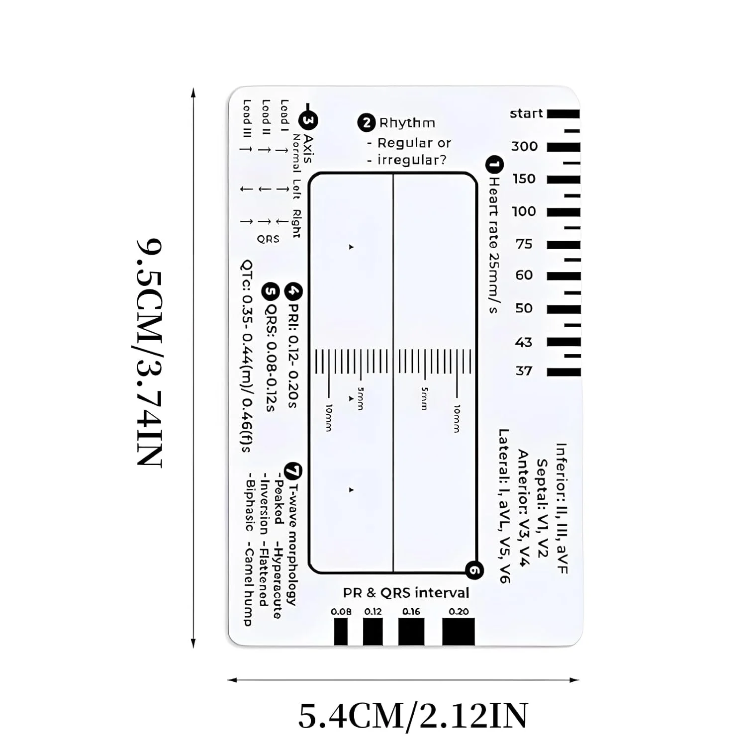 خط کش ۷ مرحله ای نوار قلب، کارت شفاف نوار قلب، ابزار ارزیابی قابل حمل، مجموعه خط کش خواندن نوار قلب برای دانشجویان، پیراپزشکان، تکنسین های اورژانس، پرستاران و پزشکان (۳ عدد)