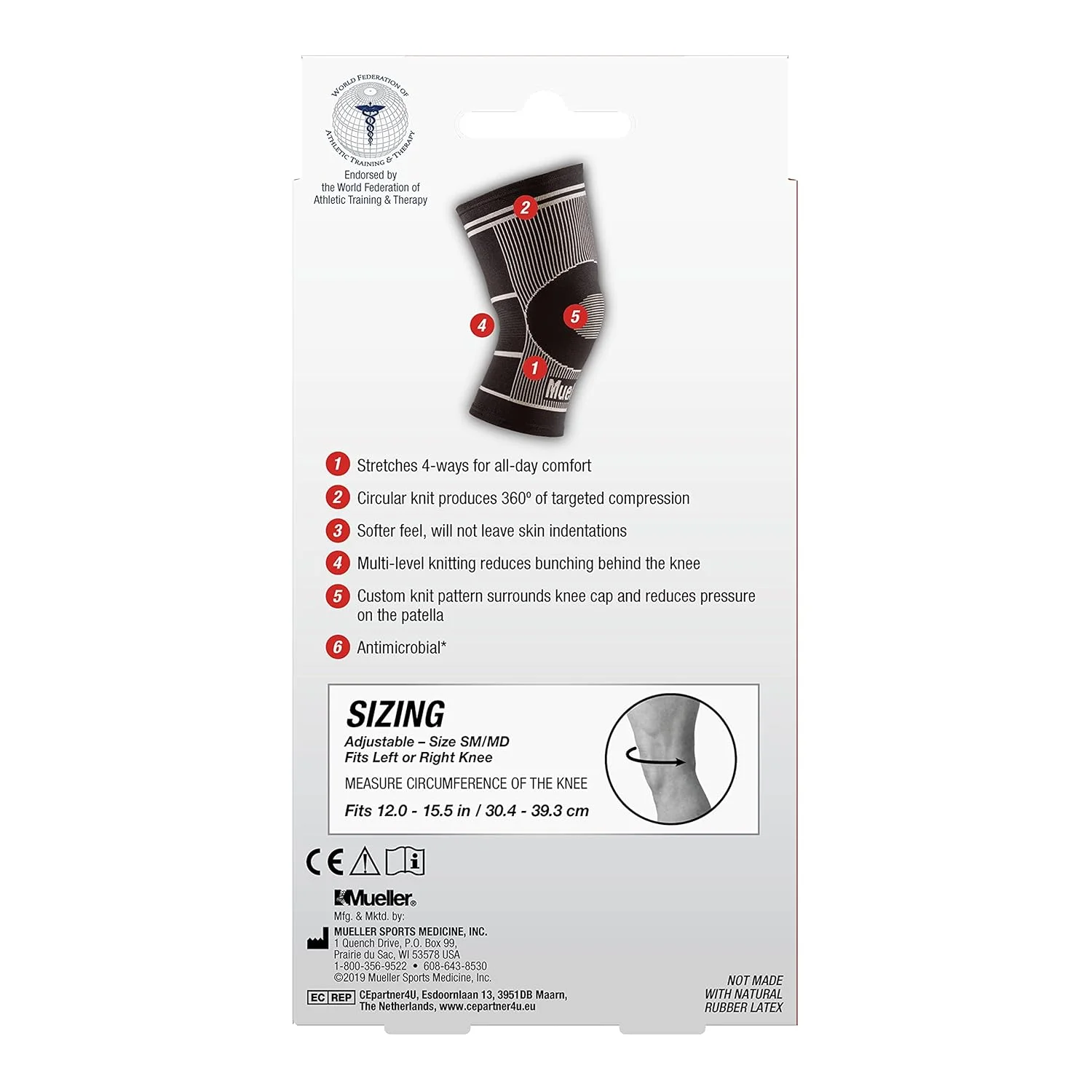 زانوبند کشی چهار طرفه مولر، مشکی، سایز کوچک/متوسط 30.5-39.4 سانتی متر