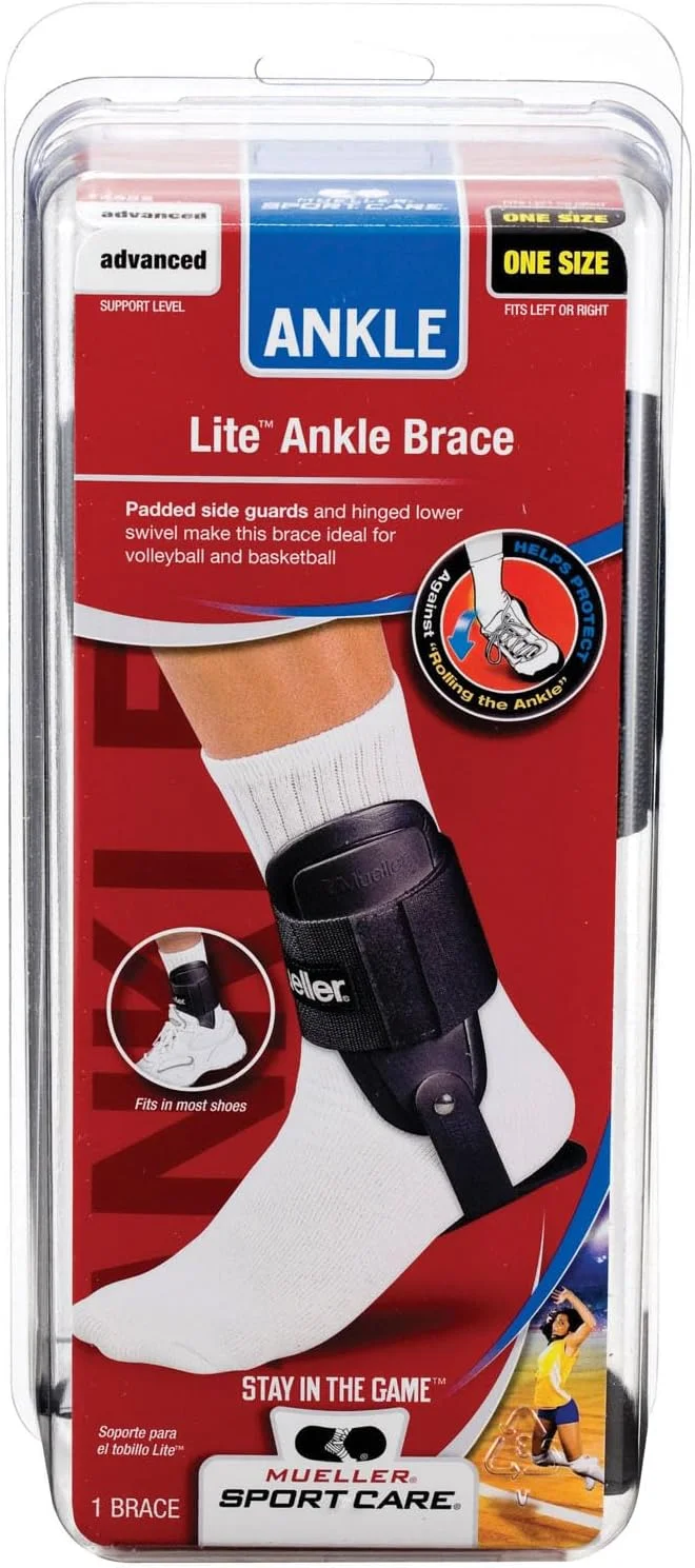 مچ بند ورزشی سبک MUELLER، پشتیبانی از مچ پا برای تسکین درد برای مردان و زنان، ایده آل برای رگ به رگ شدن، کشیدگی، آرتروز، مشکی، سایز آزاد