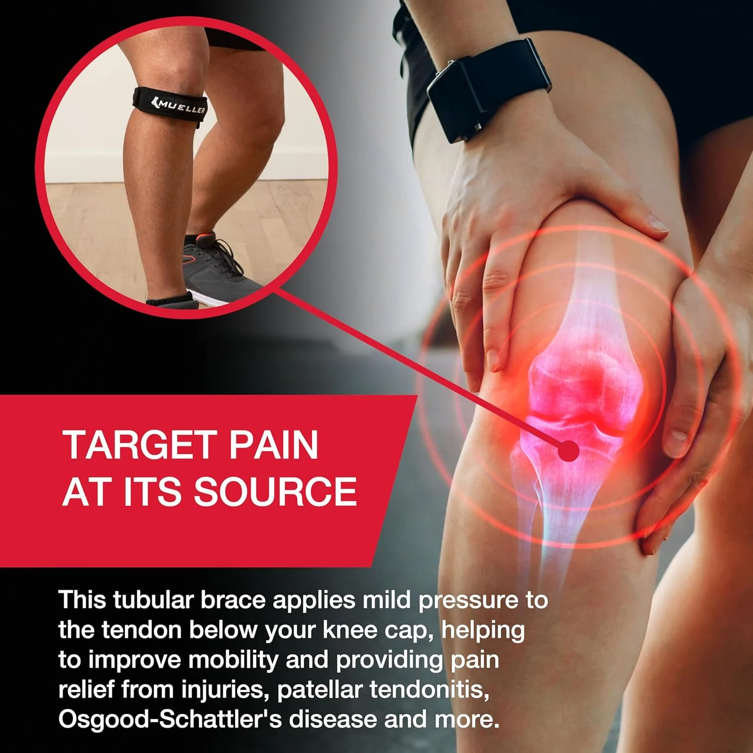 زانوبند پرش مئولر، مشکی، سایز قابل تنظیم | زانوبند تک تسمه زانوبند پرش مئولر، مشکی، سایز قابل تنظیم | زانوبند تک تسمه