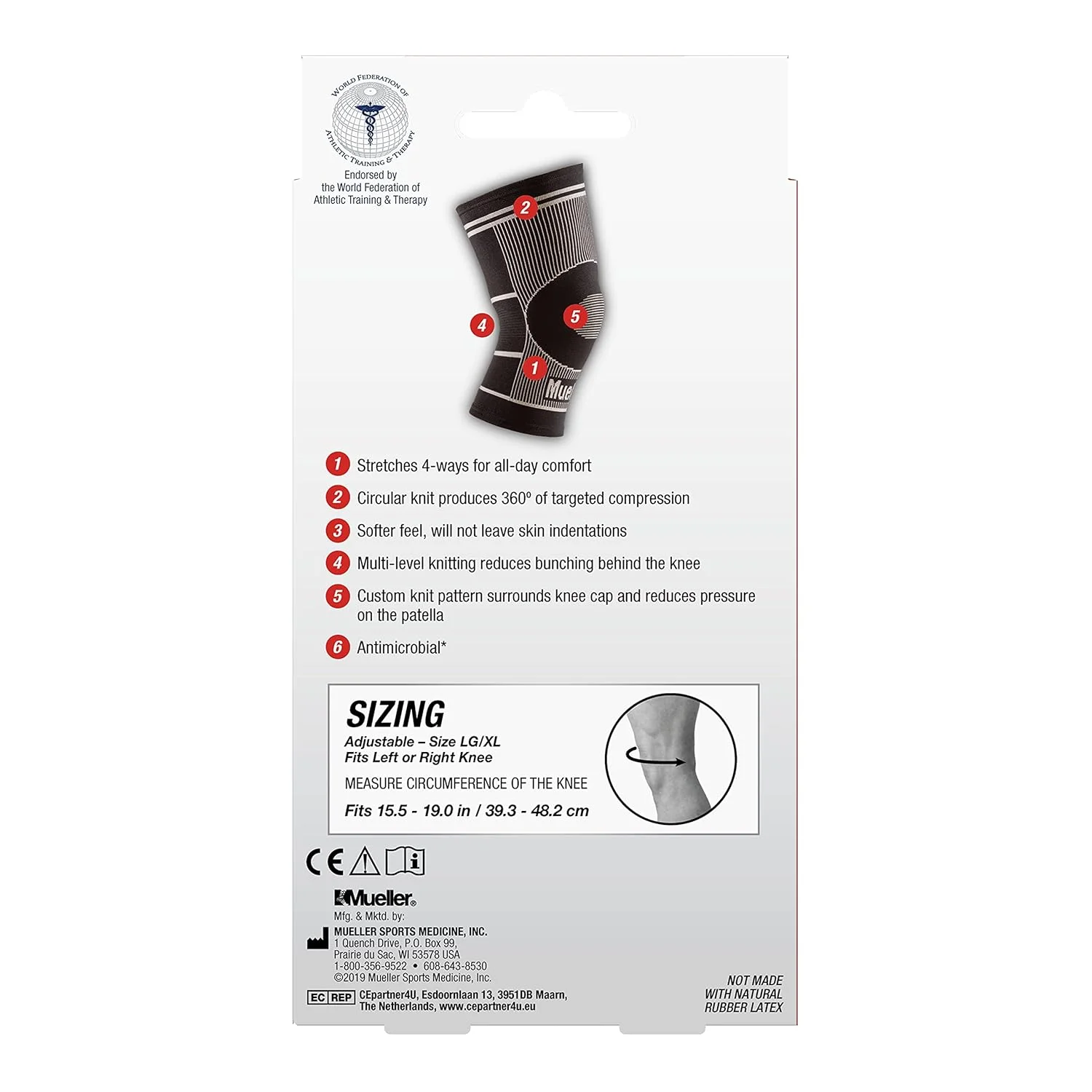 زانوبند کشی چهار طرفه موئر، مشکی، L/XL