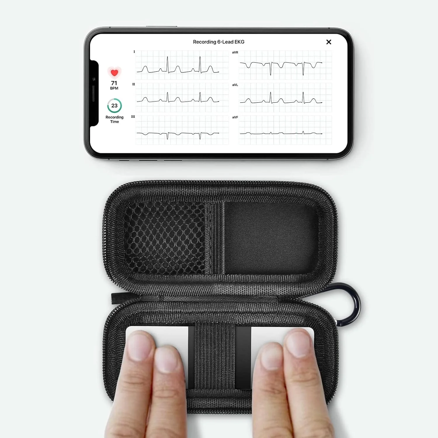 کیف محافظ دستگاه نوار قلب ALKOO سازگار با AliveCor برای Kardia Mobile ECG/برای KardiaMobile 6L برای دستگاه های اپل و اندروید - فقط کیف (تیره)