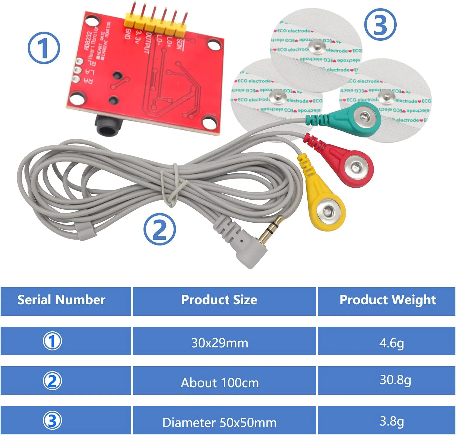 ماژول نوار قلب ICQUANZX AD8232، کیت ماژول حسگر ضربان قلب و پالس برای آردوینو به همراه کابل Dupont ماژول نوار قلب ICQUANZX AD8232، کیت ماژول حسگر ضربان قلب و پالس برای آردوینو به همراه کابل Dupont
