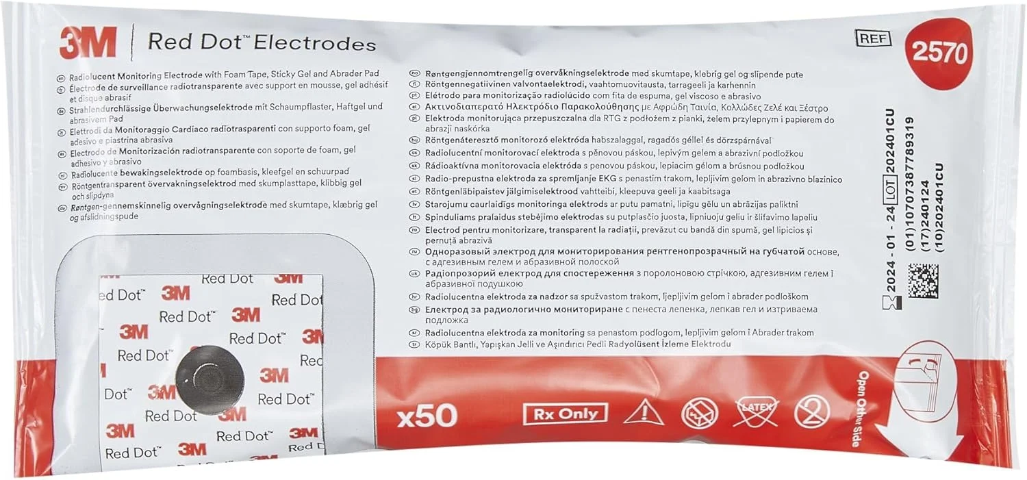 الکترود پایش فوم نقطه قرمز پزشکی 3M مدل 2570 (بسته 50 عددی)