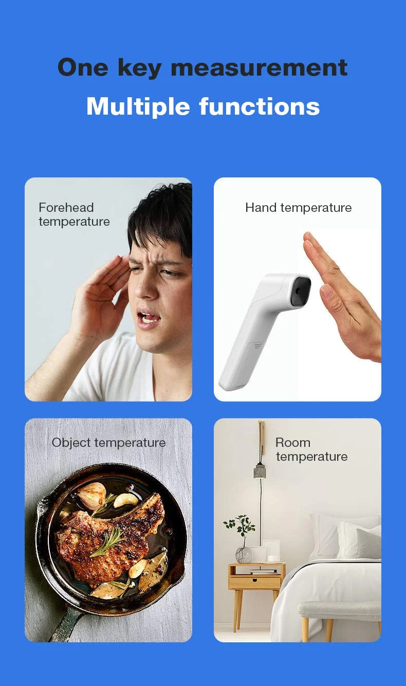 دماسنج الکترونیکی مادون قرمز غیر تماسی، دماسنج دیجیتال با اندازه گیری دقیق و سریع دما برای کودکان، نوزادان، بزرگسالان، مناسب برای منزل، بهداشت و خودرو