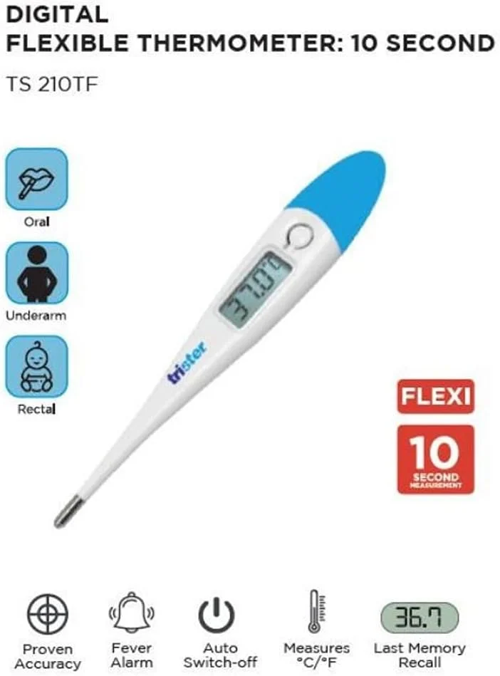 دماسنج دیجیتال تریستر با نوک انعطاف پذیر، 10 ثانیه: مدل TS-210TF دماسنج دیجیتال تریستر با نوک انعطاف پذیر، 10 ثانیه: مدل TS-210TF