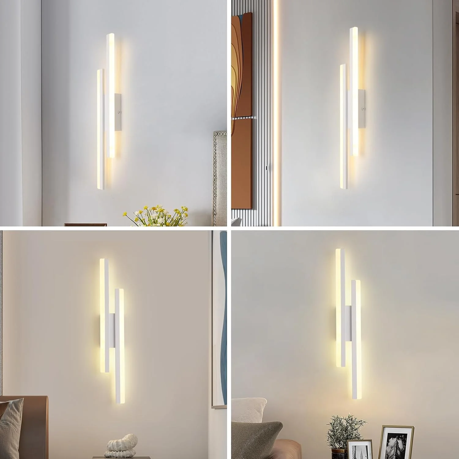 چراغ دیواری LED اتاق خواب YATAI LIGHTING (بسته بندی جدید)، چراغ دیواری کم نور شونده، چراغ دیواری 19.6 اینچی کنار تخت، چراغ دیواری مدرن سفید برای اتاق خواب، اتاق نشیمن، راهرو، حمام (سفید)