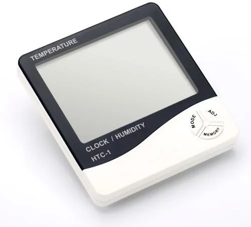 دماسنج و رطوبت سنج دیجیتال LCD سفید رنگ به همراه ساعت دماسنج و رطوبت سنج دیجیتال LCD سفید رنگ به همراه ساعت