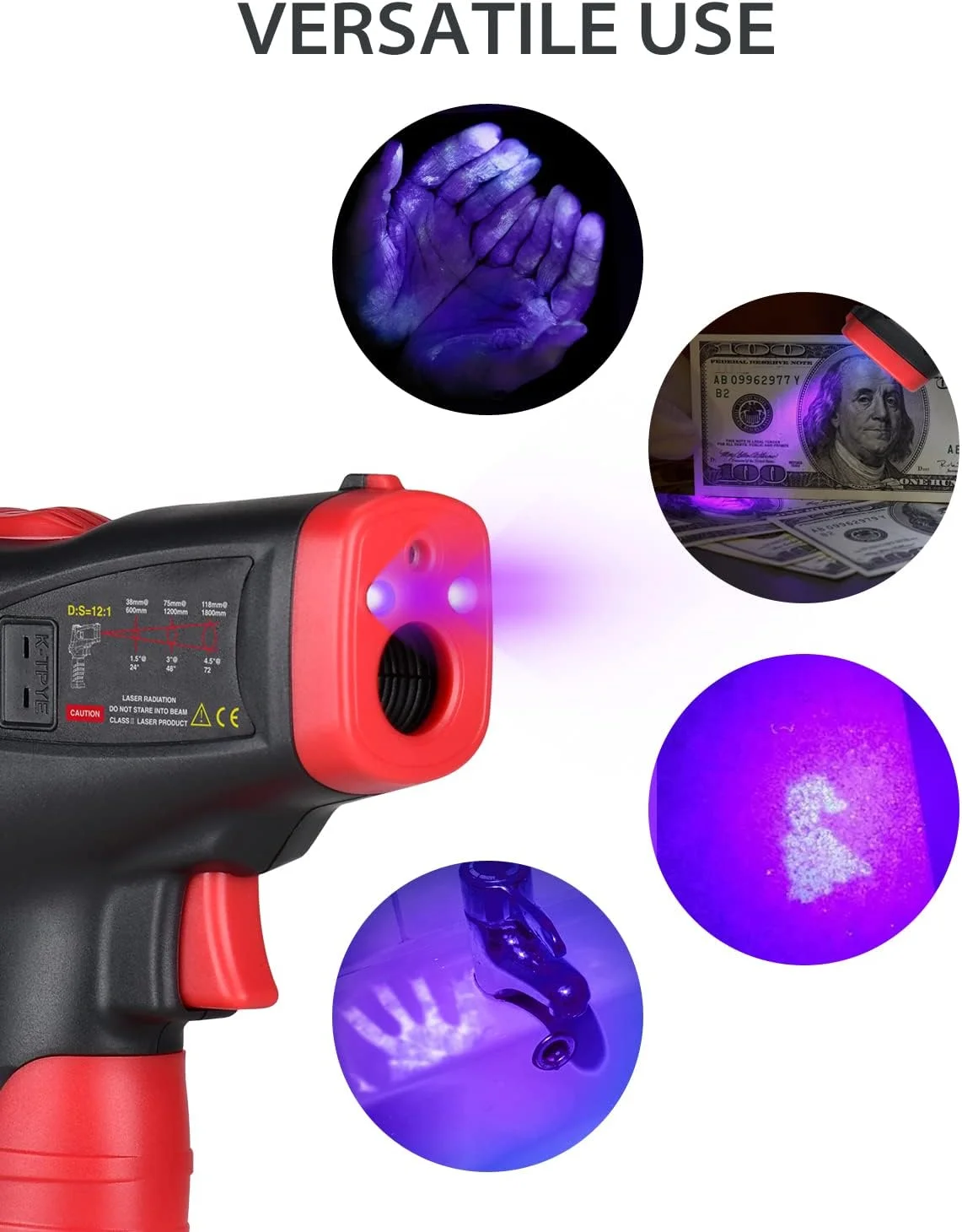 ترمومتر مادون قرمز وینتاکت -50 تا 650 درجه سانتیگراد، ترمومتر لیزری IR برای تشخیص قالب، دمای محیط، سطح، رطوبت با زنگ هشدار دمای نقطه شبنم اتوماتیک، پروب ترموکوپل نوع K ترمومتر مادون قرمز وینتاکت -50 تا 650 درجه سانتیگراد، ترمومتر لیزری IR برای تشخیص قالب، دمای محیط، سطح، رطوبت با زنگ هشدار دمای نقطه شبنم اتوماتیک، پروب ترموکوپل نوع K