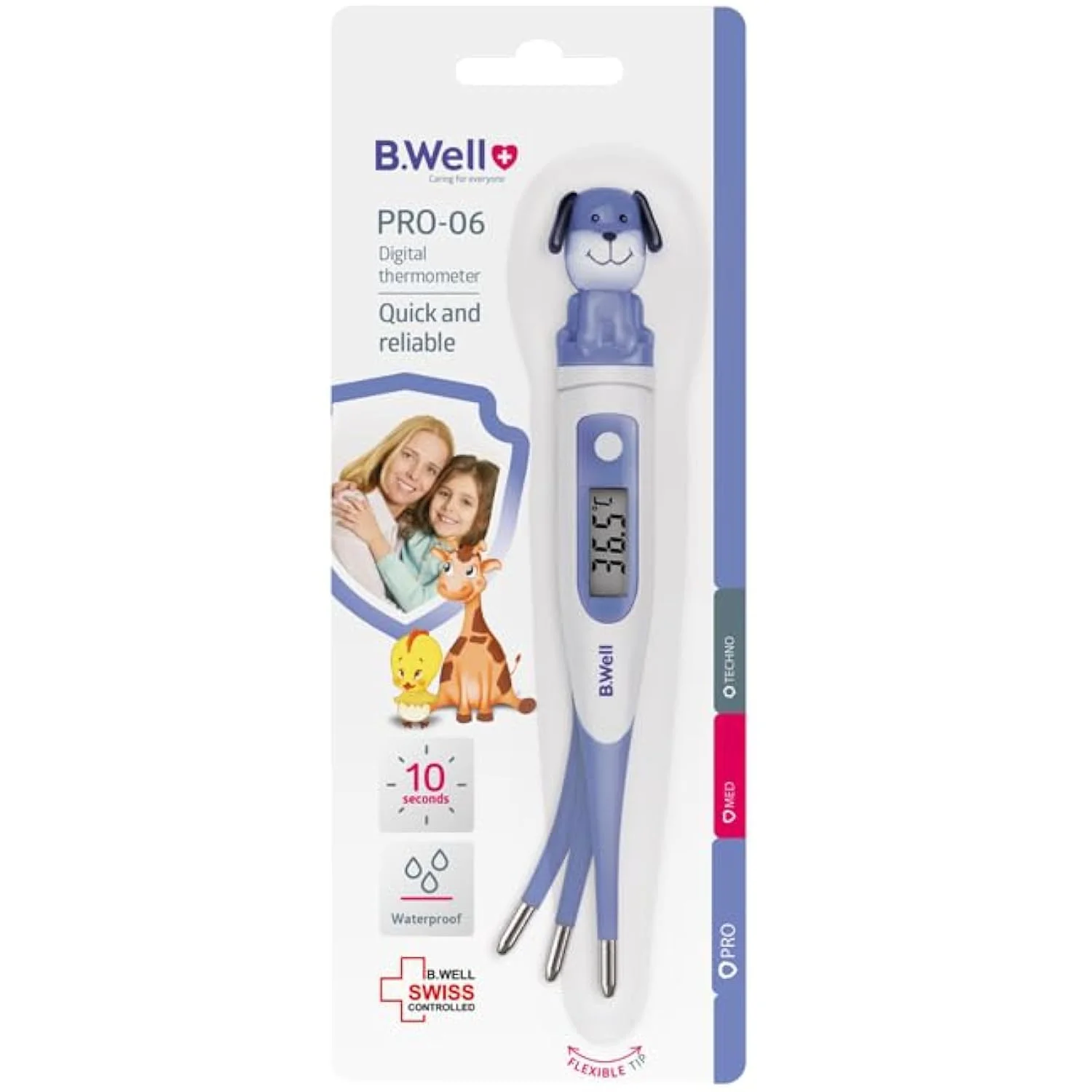 دماسنج دیجیتال استاندارد B.Well PRO-06 با نوک انعطاف پذیر و ضد آب (طرح سگ) دماسنج دیجیتال استاندارد B.Well PRO-06 با نوک انعطاف پذیر و ضد آب (طرح سگ)