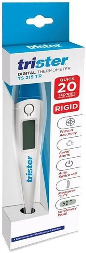 دماسنج دیجیتال تریستر مدل TS-215TR با نوک سخت - مناسب برای استفاده دهانی/زیر بغل/مقعدی، دارای هشدار تب، قابلیت تغییر °C/°F، خاموشی خودکار و قابلیت فراخوانی آخرین حافظه دماسنج دیجیتال تریستر مدل TS-215TR با نوک سخت - مناسب برای استفاده دهانی/زیر بغل/مقعدی، دارای هشدار تب، قابلیت تغییر °C/°F، خاموشی خودکار و قابلیت فراخوانی آخرین حافظه