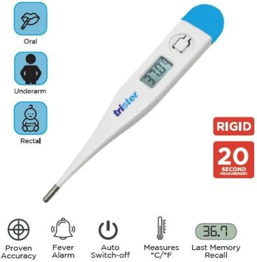 دماسنج دیجیتال تریستر مدل TS-215TR با نوک سخت - مناسب برای استفاده دهانی/زیر بغل/مقعدی، دارای هشدار تب، قابلیت تغییر °C/°F، خاموشی خودکار و قابلیت فراخوانی آخرین حافظه دماسنج دیجیتال تریستر مدل TS-215TR با نوک سخت - مناسب برای استفاده دهانی/زیر بغل/مقعدی، دارای هشدار تب، قابلیت تغییر °C/°F، خاموشی خودکار و قابلیت فراخوانی آخرین حافظه