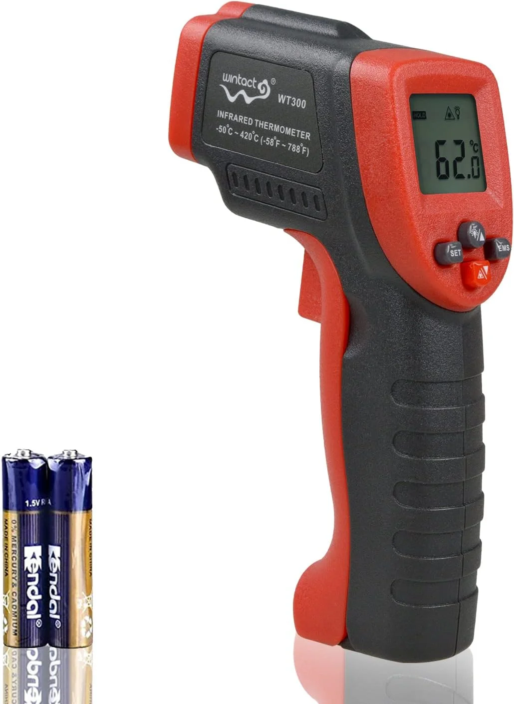 دماسنج مادون قرمز Wintact، -50℃~420℃ تفنگ دمای سطح دیجیتال غیر تماسی، قابلیت تنظیم ضریب انتشار برای آشپزخانه، یخچال، فریزر، پخت و پز، غذا، گوشت (نه برای انسان) دماسنج مادون قرمز Wintact، -50℃~420℃ تفنگ دمای سطح دیجیتال غیر تماسی، قابلیت تنظیم ضریب انتشار برای آشپزخانه، یخچال، فریزر، پخت و پز، غذا، گوشت (نه برای انسان)