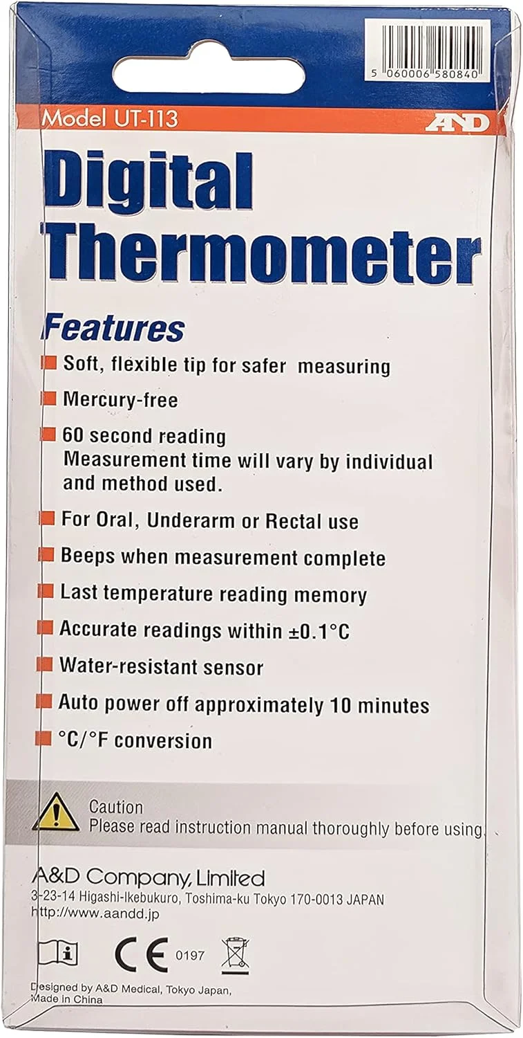دماسنج دیجیتال با نوک انعطاف پذیر A&D Medical، سفید و آبی - UT-113 دماسنج دیجیتال با نوک انعطاف پذیر A&D Medical، سفید و آبی - UT-113