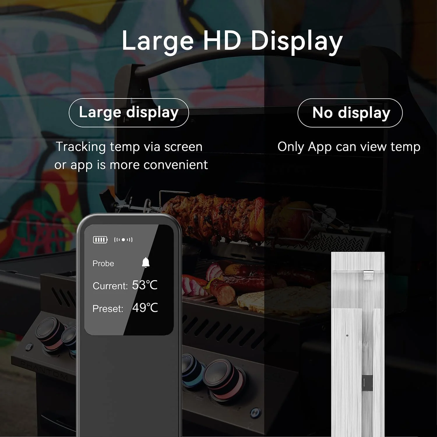 دماسنج گوشت دیجیتال بیسیم با تقویت کننده LCD، دماسنج پخت و پز بلوتوثی با برنامه هوشمند، برد از راه دور 524FT، 100% ضد آب و پروب مقاوم در برابر حرارت 752 درجه فارنهایت برای باربیکیو، فر، گریل و دودی دماسنج گوشت دیجیتال بیسیم با تقویت کننده LCD، دماسنج پخت و پز بلوتوثی با برنامه هوشمند، برد از راه دور 524FT، 100% ضد آب و پروب مقاوم در برابر حرارت 752 درجه فارنهایت برای باربیکیو، فر، گریل و دودی