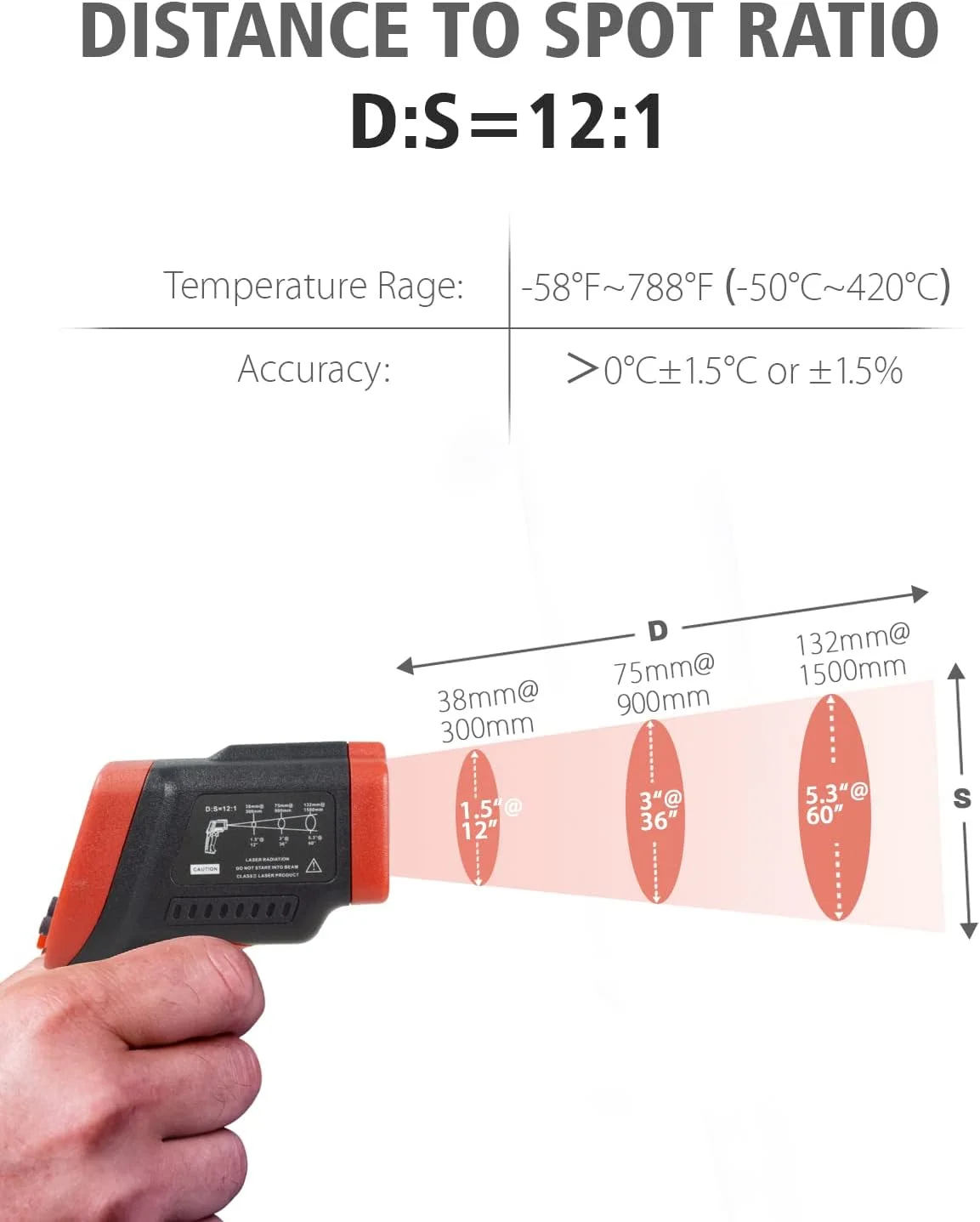 دماسنج مادون قرمز Wintact، -50℃~420℃ تفنگ دمای سطح دیجیتال غیر تماسی، قابلیت تنظیم ضریب انتشار برای آشپزخانه، یخچال، فریزر، پخت و پز، غذا، گوشت (نه برای انسان) دماسنج مادون قرمز Wintact، -50℃~420℃ تفنگ دمای سطح دیجیتال غیر تماسی، قابلیت تنظیم ضریب انتشار برای آشپزخانه، یخچال، فریزر، پخت و پز، غذا، گوشت (نه برای انسان)