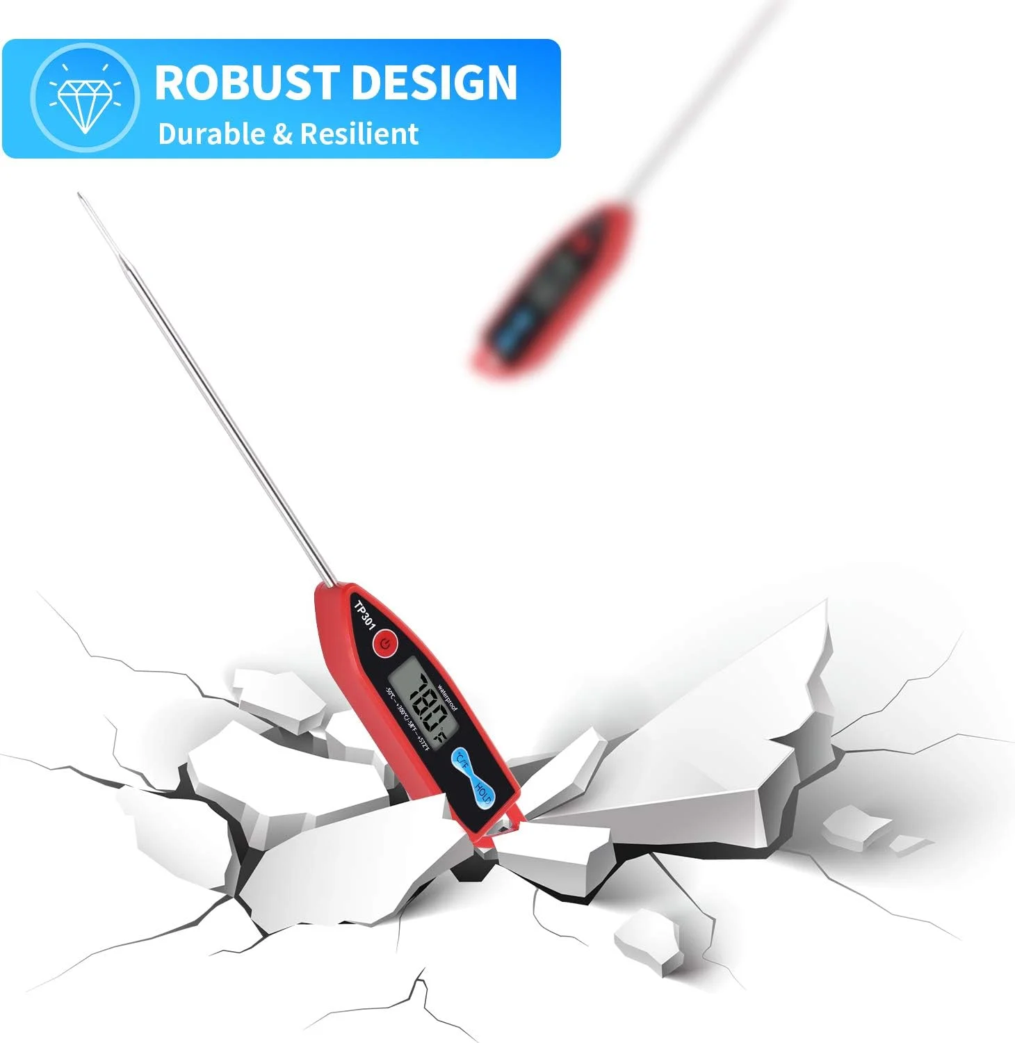 دماسنج دیجیتال آب یاکوماما برای مایعات، شمع، خوانش فوری با قابلیت ضدآب برای غذا، گوشت، شیر، دارای میله بلند دماسنج دیجیتال آب یاکوماما برای مایعات، شمع، خوانش فوری با قابلیت ضدآب برای غذا، گوشت، شیر، دارای میله بلند