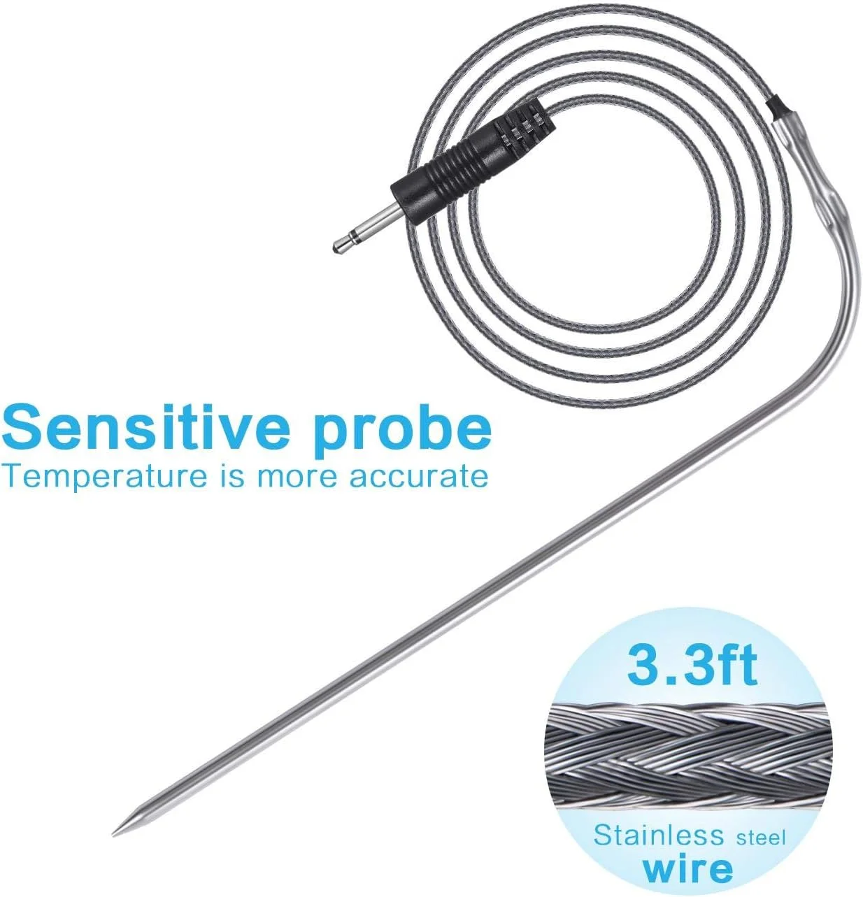 دماسنج گوشت دیجیتال لمسی تاپلاس با هشدار تایمر و پروب مواد غذایی برای آشپزی در آشپزخانه، باربیکیو و گریل (شامل باتری)