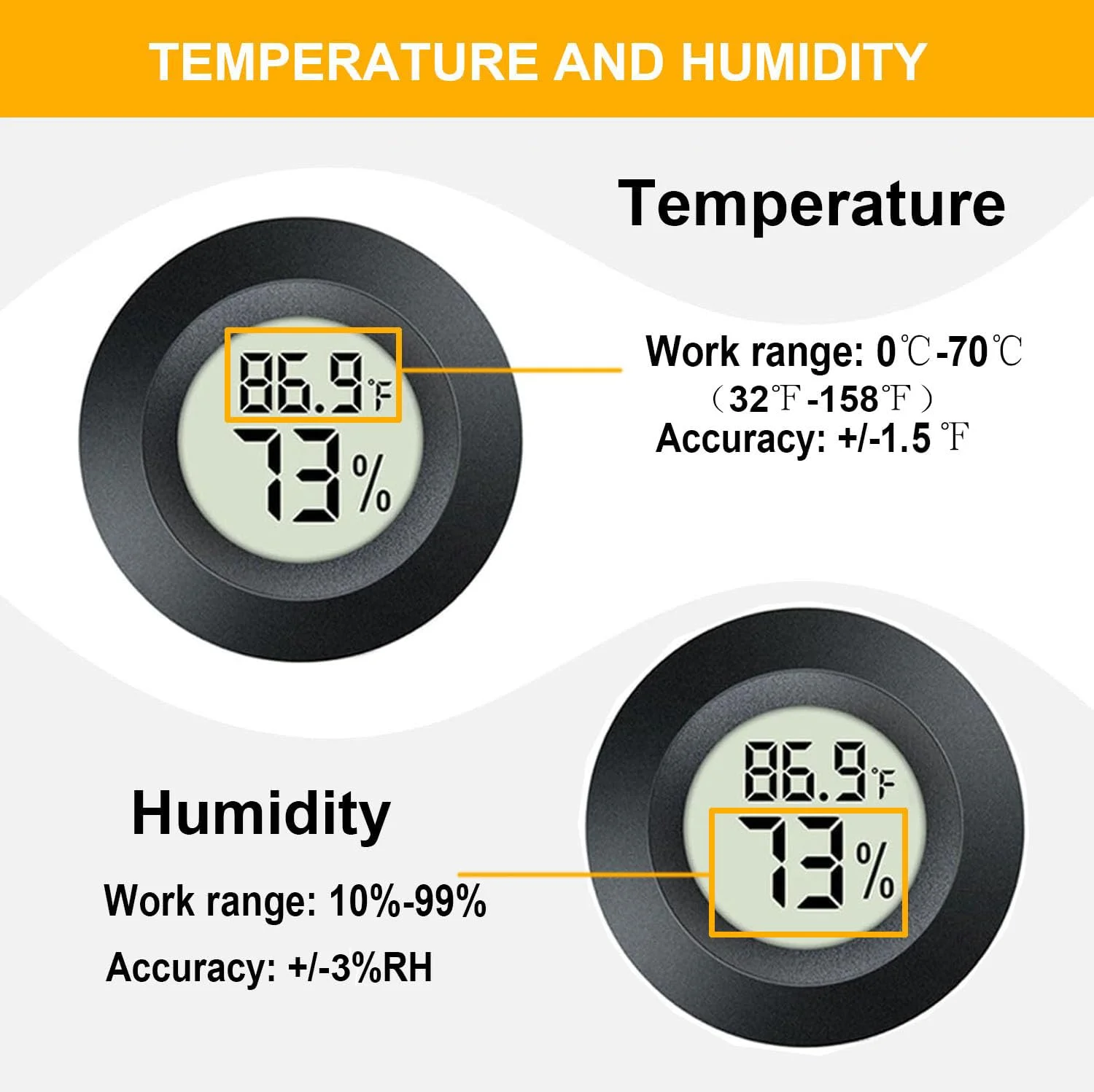 بسته 2 عددی مینی دماسنج رطوبت سنج دیجیتال، دماسنج رطوبت محیط داخلی و خارجی برای گلخانه، دستگاه جوجه کشی، تراریوم خزندگان، فارنهایت (℉) یا سلسیوس (℃) (2) بسته 2 عددی مینی دماسنج رطوبت سنج دیجیتال، دماسنج رطوبت محیط داخلی و خارجی برای گلخانه، دستگاه جوجه کشی، تراریوم خزندگان، فارنهایت (℉) یا سلسیوس (℃) (2)