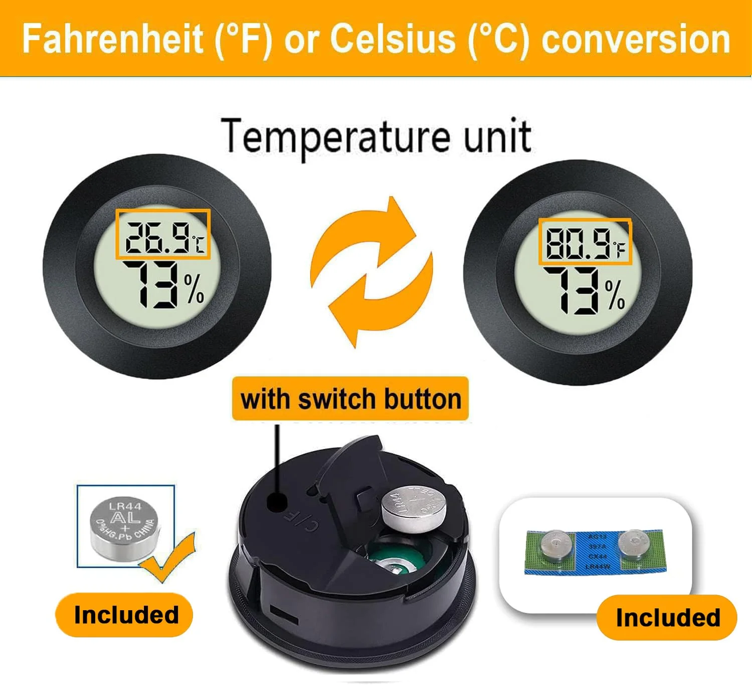 بسته 2 عددی مینی دماسنج رطوبت سنج دیجیتال، دماسنج رطوبت محیط داخلی و خارجی برای گلخانه، دستگاه جوجه کشی، تراریوم خزندگان، فارنهایت (℉) یا سلسیوس (℃) (2) بسته 2 عددی مینی دماسنج رطوبت سنج دیجیتال، دماسنج رطوبت محیط داخلی و خارجی برای گلخانه، دستگاه جوجه کشی، تراریوم خزندگان، فارنهایت (℉) یا سلسیوس (℃) (2)