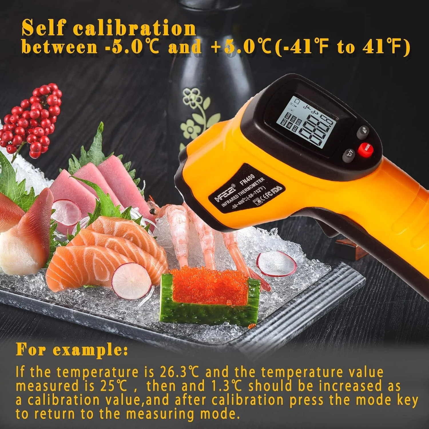 دماسنج تفنگی دیجیتال پخت و پز با پروب بلند و کالیبراسیون خودکار -50 تا 400 درجه سانتیگراد، دماسنج لیزری غیر تماسی با نور پس زمینه (نه برای انسان)، اندازه گیری حداکثر و حداقل دماسنج تفنگی دیجیتال پخت و پز با پروب بلند و کالیبراسیون خودکار -50 تا 400 درجه سانتیگراد، دماسنج لیزری غیر تماسی با نور پس زمینه (نه برای انسان)، اندازه گیری حداکثر و حداقل