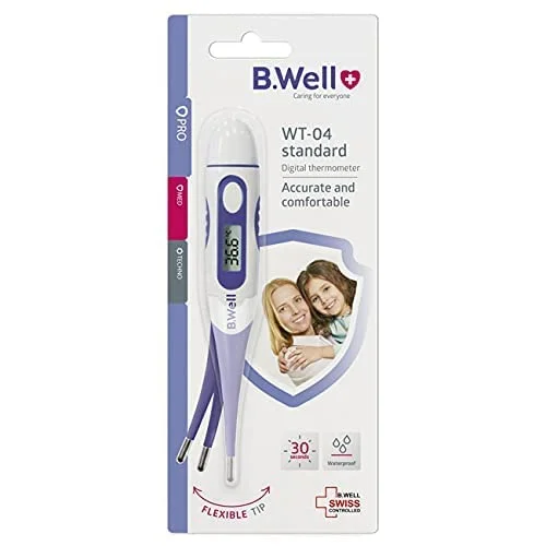 دماسنج دیجیتال استاندارد B.Well WT-04 با نوک انعطاف پذیر، ضد آب، سانتیگراد و فارنهایت دماسنج دیجیتال استاندارد B.Well WT-04 با نوک انعطاف پذیر، ضد آب، سانتیگراد و فارنهایت