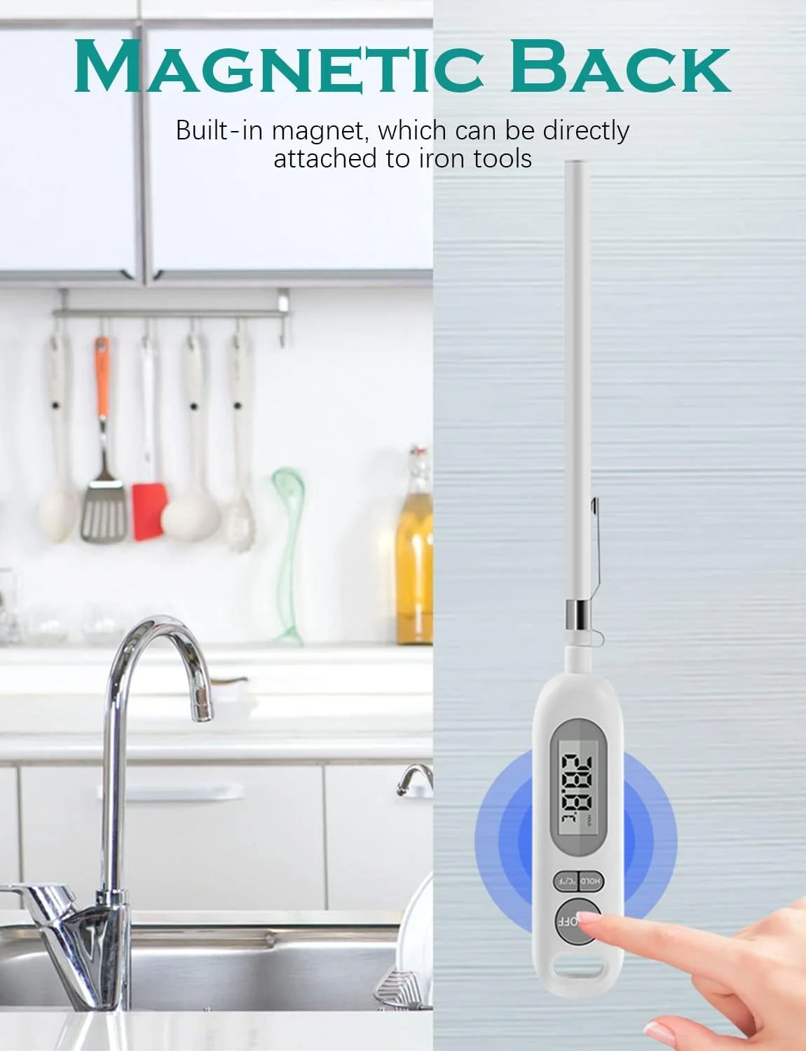 دماسنج گوشت NALACAL، دماسنج ضد آب غذا، دماسنج دیجیتال خوانش سریع برای آشپزی در آشپزخانه، باربیکیو، شکر، مربا، آب، گوشت، شیر دماسنج گوشت NALACAL، دماسنج ضد آب غذا، دماسنج دیجیتال خوانش سریع برای آشپزی در آشپزخانه، باربیکیو، شکر، مربا، آب، گوشت، شیر