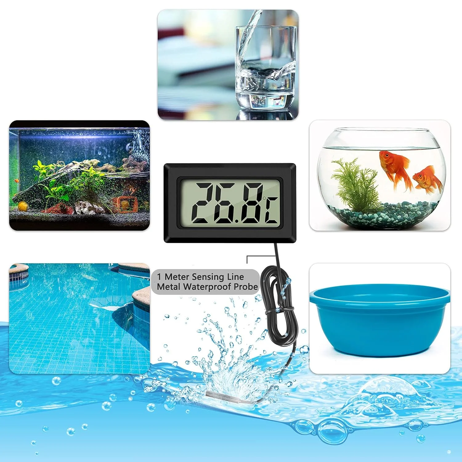 دماسنج دیجیتال با پروب خارجی برای یخچال، فریزر و آکواریوم (4 عدد مشکی) دماسنج دیجیتال با پروب خارجی برای یخچال، فریزر و آکواریوم (4 عدد مشکی)