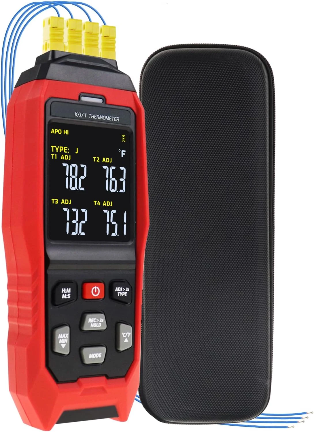 دماسنج ترموکوپل ثبات دهنده اطلاعات دیجیتال، دماسنج 4 کاناله نوع K/J، دستگاه اندازه گیری دما، ثبات دهنده دما با آلارم صوتی و نوری -200 تا 1372 درجه سانتیگراد (-328 تا 2501 درجه فارنهایت) دماسنج ترموکوپل ثبات دهنده اطلاعات دیجیتال، دماسنج 4 کاناله نوع K/J، دستگاه اندازه گیری دما، ثبات دهنده دما با آلارم صوتی و نوری -200 تا 1372 درجه سانتیگراد (-328 تا 2501 درجه فارنهایت)