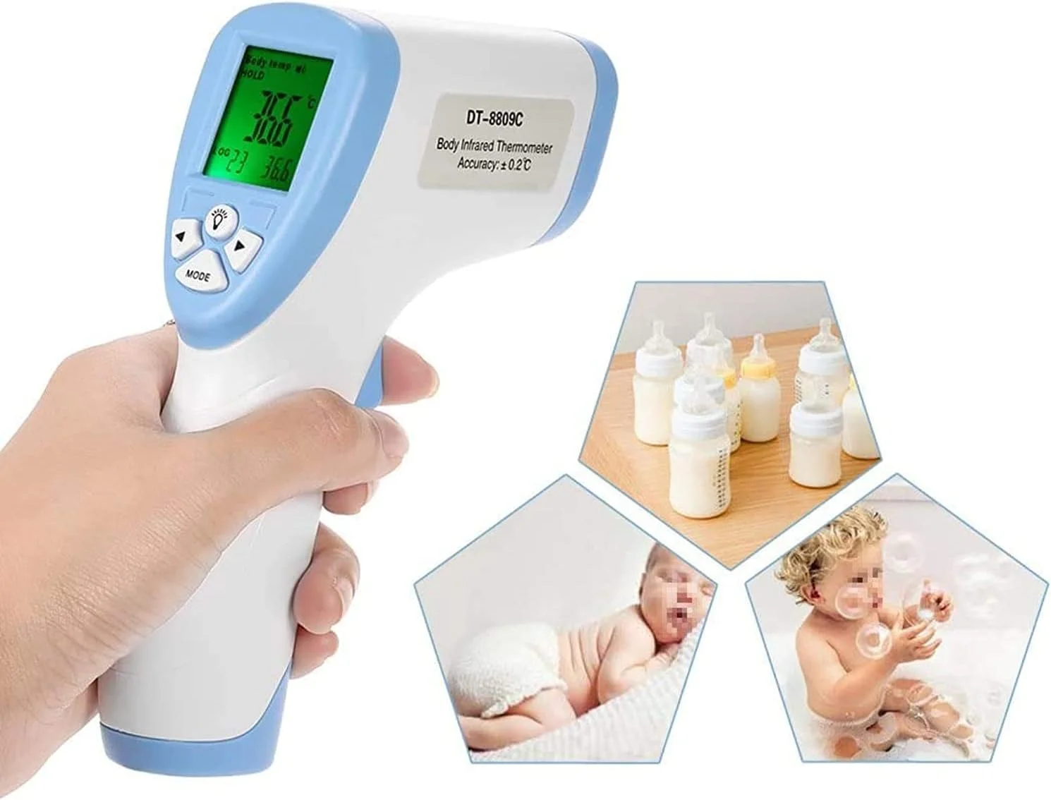 ترمومتر مادون قرمز دیجیتال LCD بدون تماس Mumoo Bear، اندازه گیری دمای سطح بدن و پیشانی با قابلیت نگهداری داده ترمومتر مادون قرمز دیجیتال LCD بدون تماس Mumoo Bear، اندازه گیری دمای سطح بدن و پیشانی با قابلیت نگهداری داده