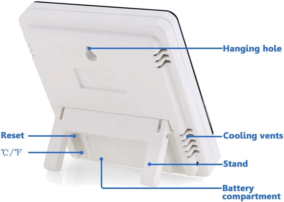 دماسنج و رطوبت سنج دیجیتال Mengshen، مانیتور دما و رطوبت داخلی و خارجی، دماسنج و رطوبت سنج اداری خانگی - صفحه نمایش LCD، باتری شامل می شود - TH03