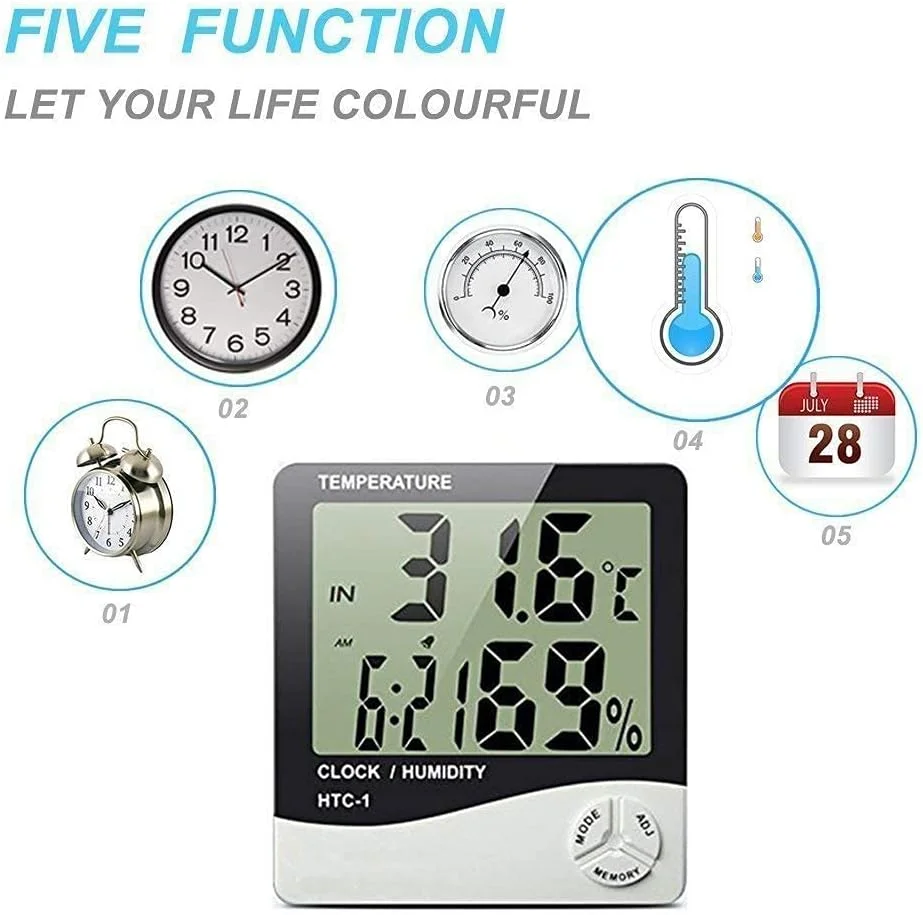 دماسنج و رطوبت سنج دیجیتال LCD سفید رنگ ROYAL POLAR مناسب منزل، اداره، داخل و خارج با قابلیت نمایش ساعت و سنسور تشخیص بدن (مدل A) دماسنج و رطوبت سنج دیجیتال LCD سفید رنگ ROYAL POLAR مناسب منزل، اداره، داخل و خارج با قابلیت نمایش ساعت و سنسور تشخیص بدن (مدل A)