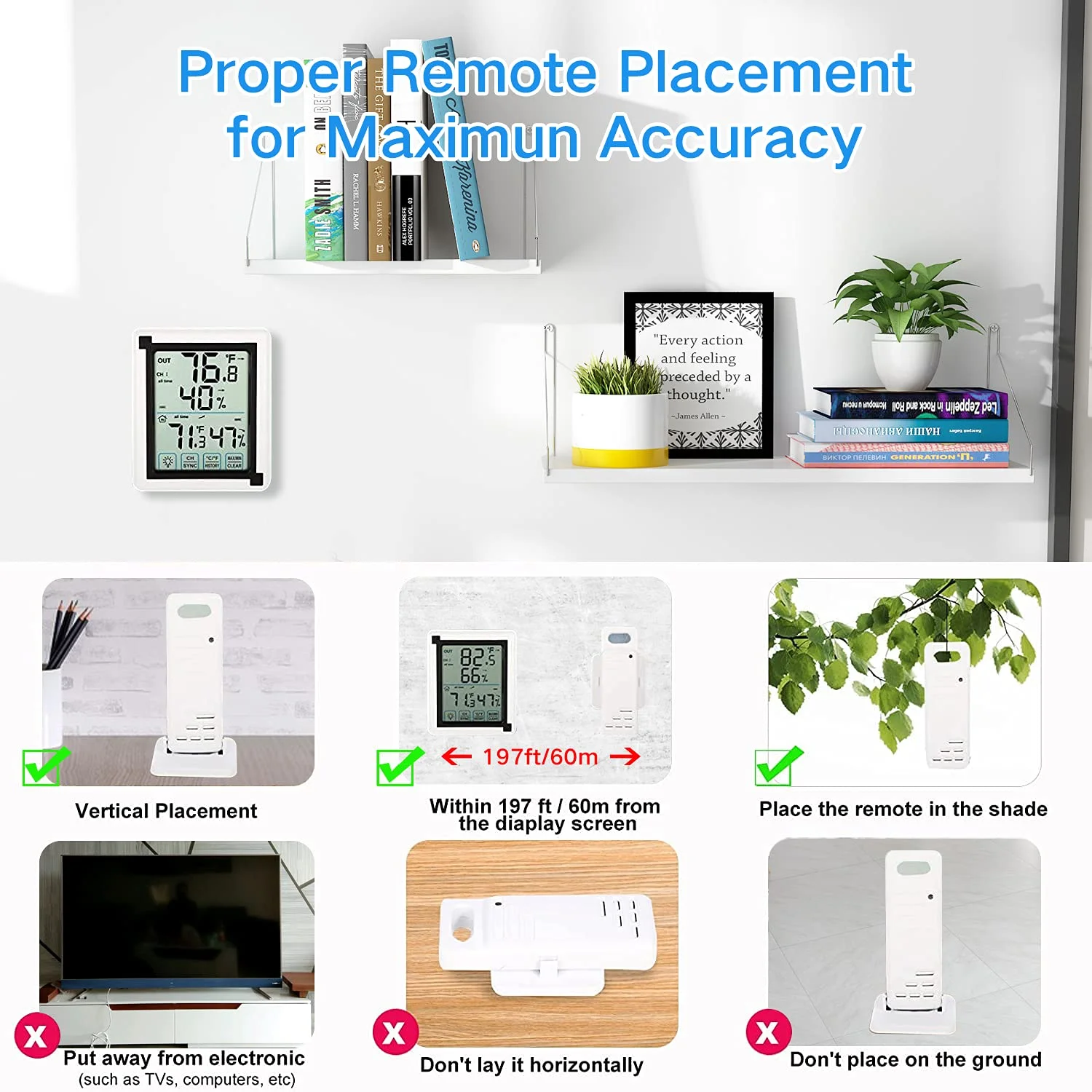 رطوبت سنج دیجیتال، دماسنج داخلی و خارجی، نمایشگر رطوبت با صفحه لمسی LCD با نور پس زمینه، دماسنج با برد 60 متری، دماسنج و رطوبت سنج بی سیم (باتری شامل نمی شود) رطوبت سنج دیجیتال، دماسنج داخلی و خارجی، نمایشگر رطوبت با صفحه لمسی LCD با نور پس زمینه، دماسنج با برد 60 متری، دماسنج و رطوبت سنج بی سیم (باتری شامل نمی شود)