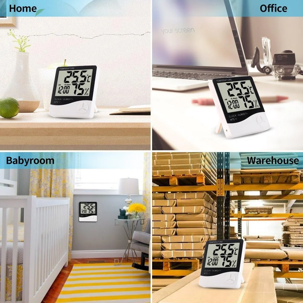 دماسنج و رطوبت سنج دیجیتال LCD سفید رنگ ROYAL POLAR مناسب منزل، اداره، داخل و خارج با قابلیت نمایش ساعت و سنسور تشخیص بدن (مدل A) دماسنج و رطوبت سنج دیجیتال LCD سفید رنگ ROYAL POLAR مناسب منزل، اداره، داخل و خارج با قابلیت نمایش ساعت و سنسور تشخیص بدن (مدل A)